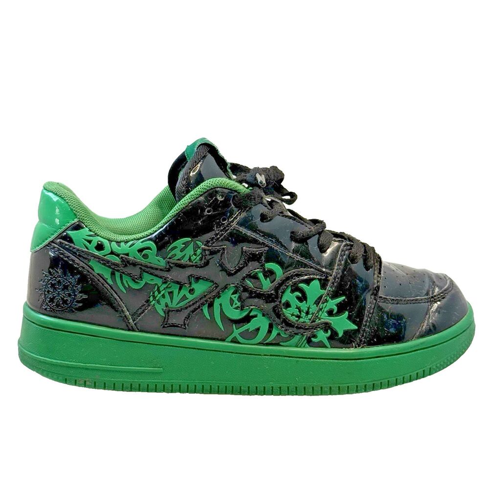 Eternal Artwear Neo Green Eclipse Sneakers Patent Leather Mens 8.5 Shoes Blk GUC